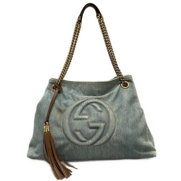 Auth GUCCI Soho 308982 Light Blue Denim - Shoulder Bag - Picture 1 of 16